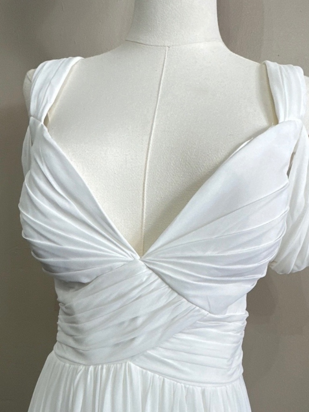 Odyssey Inspired White Chiffon A-Line Wedding Dress  Draped Zipper